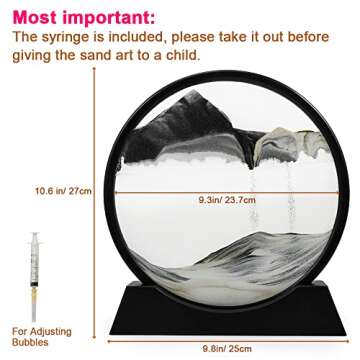 Bochino Moving Sand Art Picture, Dynamic Sand Picture - 10" Large Round Glass 3D Deep Sea Sand Frame Art Sandscape Desktop Art Decor for Home & Office