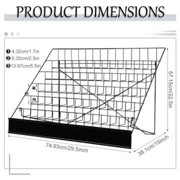 Queekay 6 Tier Wire Countertop Rack black Comic Book Holders Wide Wire Magazine Rack Tabletop Display Stand for Table Top Book Brochure Literature Comic Greeting Card Shelf Holder Stand