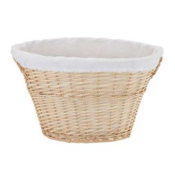 Household Essentials Brown ML-5545 Decorative Wicker Laundry Basket with Handles and Removable Liner