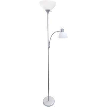 Simple Designs LF2000-SLV Floor Lamp with Reading Light