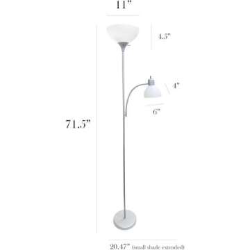 Simple Designs LF2000-SLV Floor Lamp with Reading Light