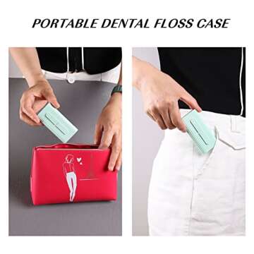 Dental Floss in Box. Portable Case, Storage 10 Picks Adult The Best Tool for Cleaning Teeth and Oral Care is Perfect for Dinners, Dating, Travel, Hotels.(Green)