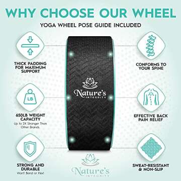 Nature's Integrity Yoga Wheel for Stretching and Back Pain - 13" Dharma Yoga Circle Ring, Back Stretcher, Spine Roller - Deep Tissue Massage - Myofascial Release- Bonus Pose Guide Included