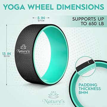 Nature's Integrity Yoga Wheel for Stretching and Back Pain - 13" Dharma Yoga Circle Ring, Back Stretcher, Spine Roller - Deep Tissue Massage - Myofascial Release- Bonus Pose Guide Included