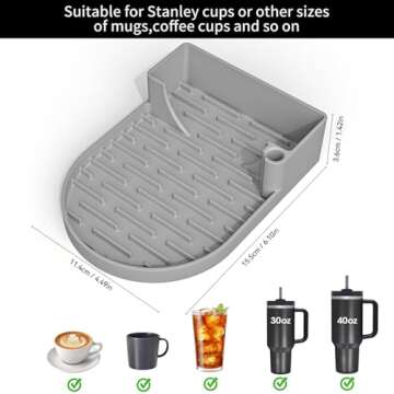 RuRu monkey Bottle Drying Rack for Stanley Cup, Food Grade Silicone Drainer Rack, Fast Drying Stanley Cups 20/30/40 oz Lids Straws, Stanley Cup Accessories, Easy to Clean(Grey)