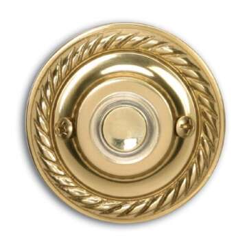 Heath Zenith 871PB-B Wired Push Button, Polished Brass Finish with Halo-Lighted Center Button