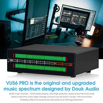 Douk Audio VU56 PRO MIC & Analog Sound Level Meter, LED Music Spectrum Visualizer, Audio Splitter with Remote Control