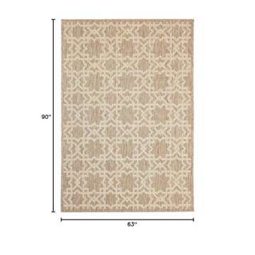 PRIYATE Trellis Design Outdoor/Indoor Area Rug 5'3" x 7'6'' – Lattice Sabina Courtyard Collection - Easy to Clean, Pet Friendly, High Traffic Carpet - Patio, Deck, Pool Side, Living & Dining Room