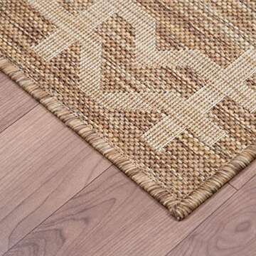 PRIYATE Trellis Design Outdoor/Indoor Area Rug 5'3" x 7'6'' – Lattice Sabina Courtyard Collection - Easy to Clean, Pet Friendly, High Traffic Carpet - Patio, Deck, Pool Side, Living & Dining Room