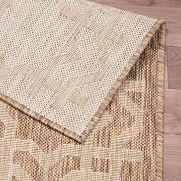 PRIYATE Trellis Design Outdoor/Indoor Area Rug 5'3" x 7'6'' – Lattice Sabina Courtyard Collection - Easy to Clean, Pet Friendly, High Traffic Carpet - Patio, Deck, Pool Side, Living & Dining Room