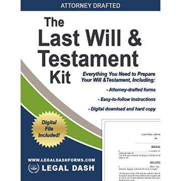 Legal Dash Last Will and Testament Kit with Forms– Do It Yourself Last Will and Testament - Includes Digital Downloads, Last Will and Testament Forms, Legal Will Forms