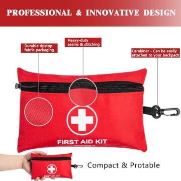 Atickyaid Mini First Aid Kit - 140 Piece Small First Aid Medical Kit for Car, Home, Office, Travel, Camping, Sports, Outdoor, School - Emergency First Aid Supplies and Survival Kit