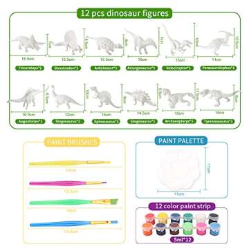 SpringFlower Dinosaur Toys for 3 Years Old & Up - Dinosaur Arts and Crafts Painting kit including12 Realistic Looking Dinosaurs Figures, DIY Creative Toy Gift for Kids, Boys, and Girls