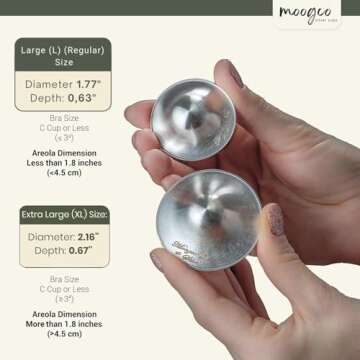 Moogco The Original Silver Nursing Cups - Nipple Shields for Nursing Newborn - Breastfeeding Essentials - Newborn Essentials Must Haves - Nipple Covers Breastfeeding - 925 Silver