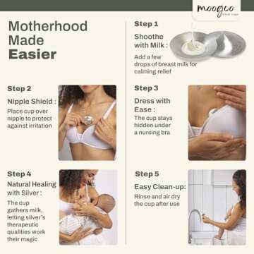 Moogco The Original Silver Nursing Cups - Nipple Shields for Nursing Newborn - Breastfeeding Essentials - Newborn Essentials Must Haves - Nipple Covers Breastfeeding - 925 Silver