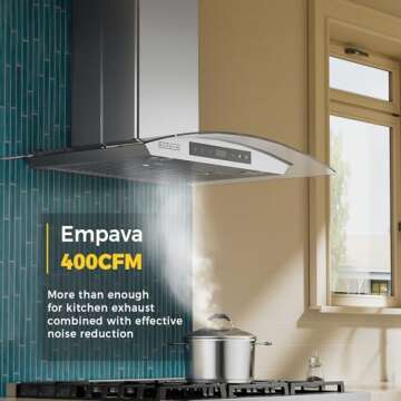 Empava 30" Wall Mount Range Hood Ducted/Ductless (Charcoal-Filter Sold Separately), Kitchen Exhaust Stove Vent with Modern Style, Tempered Glass, 400CFM, LED Lighting Stainless Steel, 30 inch