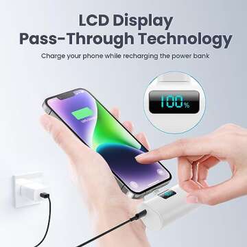 [2 Pack] Mini Portable Charger 5200mAh for iPhone, 20W PD Fast Charging Power Bank, Ultra-Compact Battery Pack LCD Display Travel Portable Phone Charger Compatible with iPhone 14/13/12/11/X/8/7/6 etc