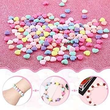 ToBeIT 1140Pcs Heart Beads Pastel Acrylic Beads Mix Assorted Candy Color Bead for Jewelry Making, DIY Crafts,Home & Party Decoration（heart9mm）