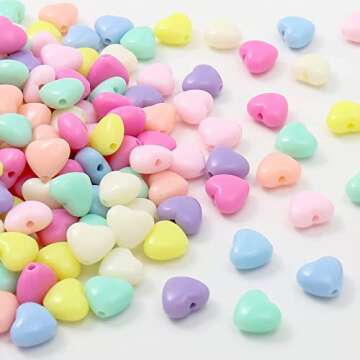 ToBeIT 1140Pcs Heart Beads Pastel Acrylic Beads Mix Assorted Candy Color Bead for Jewelry Making, DIY Crafts,Home & Party Decoration（heart9mm）