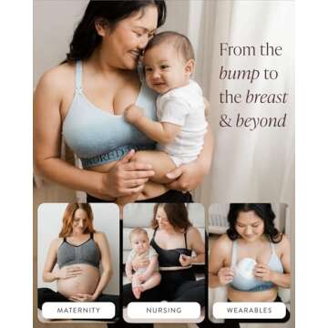 Kindred Bravely Sublime Nursing Sports Bra for Breastfeeding | Maternity Bras for Pregnancy, Nursing Bras for Breastfeeding (Grey Heather, Medium)