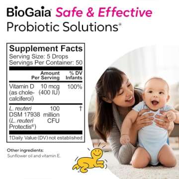 BioGaia Protectis Baby Probiotic Drops | Colic & Gas Relief + Vitamin D | Safe for Newborns | Ease Crying, Fussing, Colic, Gas, Spit-ups & Constipation | No Dairy, Soy & Gluten | 50 Day Supply | 10mL