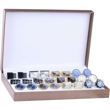 BodyJ4You Cufflink 12 Pairs Two Tone Stylish Men’s Cuff Links Gift Set