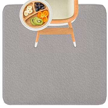 Scheuer Brand Leather Splat Mat - Waterproof Baby High Chair Floor Mat | High Chair Mat | Splat Mat for Under High Chair | Baby Food Mat | Splash and Spill Mat | Under Highchair Mat (Grey-Square)