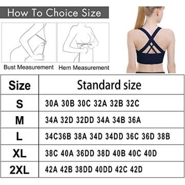 Double Couple Sports Bras for Women Padded High Impact Seamless Criss Cross Back Workout Tops Gym Activewear Bra Large