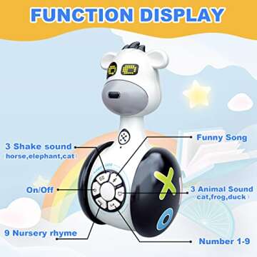 Baby Musical Toys for 1 2 3 Year Old Boys Girls，Robot Dog Baby Tumbler Toy with Lights and Songs Toys Early Educational Present Baby Toys for 6 9 12 18 Months Christmas Birthday Gifts for Kids Age 1-5