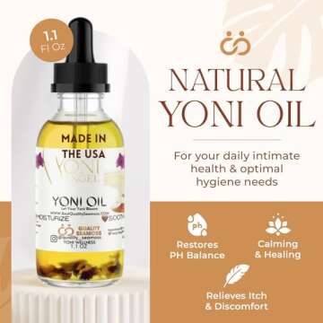 Exp2026-12-31 Natural Yoni Oil, Mint Fresh Feminine Care Oil, Reduces Odor, Restores pH Balance, All Natural, Herbal Yoni Blend with Tea Tree Oil, Lemongrass, Jasmine & Chamomile Oils, 1 oz