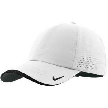 Nike Mens Golf - Dri-fit Swoosh Perforated Cap, White Hat, White