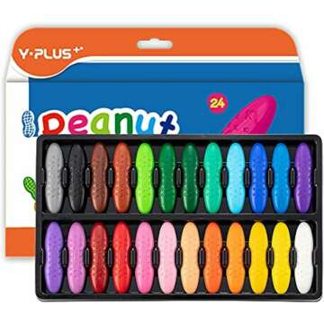 YPLUS Peanut Crayons for Kids - 24 Washable Non-Toxic Colors