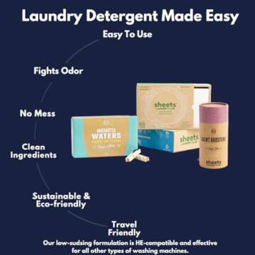 Sheets Laundry Club Laundry Detergent Sheets, 50 Pack (Up to 100 Loads) - Fresh Linen - New Liquidless Technology, Travel Essential Cleaning Supplies