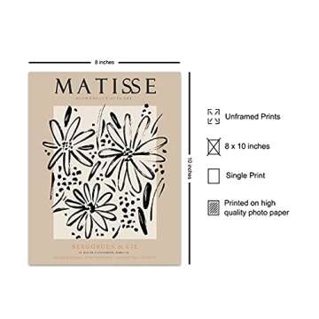 Matisse Wall Art & Decor Poster - 8x10 Matisse Print - Aesthetic Pictures - Abstract Art - Minimalist Wall Artwork - Gallery Wall Picture - Mid Century Modern Decor - Museum Poster - Henri Matisse