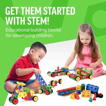 rickyard Building Blocks STEM Toy for Kids  163 Pieces, Tools & Guide