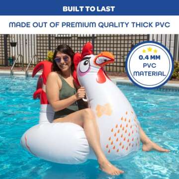 SCS Direct Chicken Fight Inflatable Pool Float Game Set - Includes 2 Giant Battle Ride-Ons - Flip Your Friends to Win- Perfect for Outdoor Swimming Party Activities Fun w/Kids Family Adults, Xmas Gift