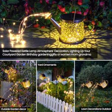 Solar Lights Outdoor Decorative, Metal Solar Watering Can Lights Waterproof