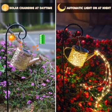 Solar Lights Outdoor Decorative, Metal Solar Watering Can Lights Waterproof