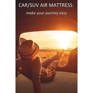 SAYGOGO Inflatable Car Air Mattress Travel Bed - Thickened Car Camping Bed Sleeping Pad with Car Air Pump 2 Pillows for Car Tent SUV Sedan Pickup Back Seat - Beige