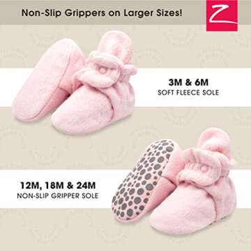 Zutano Unisex Fleece Baby Booties with Organic Cotton Lining, Newborn Essentials, Baby Pink, 3 Months