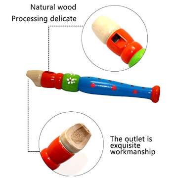 2 pcs Small Wooden Recorders for Toddlers, Colorful Piccolo Flute for Kids,Learning Rhythm Musical Instrument,Sealive Baby Early Education Music Sound Toys for Autism or Preschool Child (Random Color)