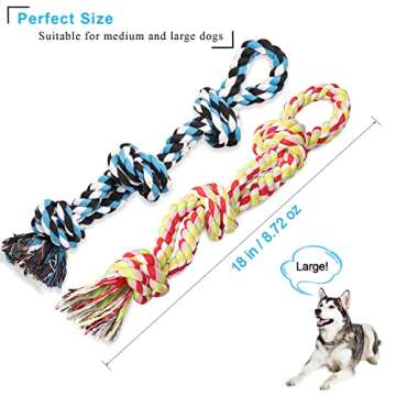 UPSKY Dog Rope Toys Dog Grinding Teeth 2 Nearly Indestructible Dog Toys, Rope Toy for Large Dogs, Dental Cleaning Chew Toys, Dog Tug Toy for Boredom, Dog Rope Toy for Aggressive Chewers (2 Packs)