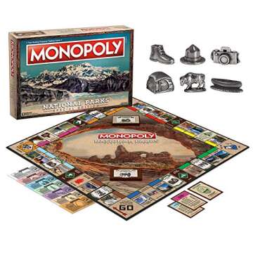 Monopoly National Parks 2020 Edition | Featuring Over 60 National Parks from Across The United States | Iconic Locations Such as Yellowstone, Yosemite, Grand Canyon, and More | Licensed Monopoly Game