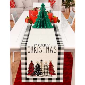 Christmas Buffalo Linen Table Runner Set - 72 Inches