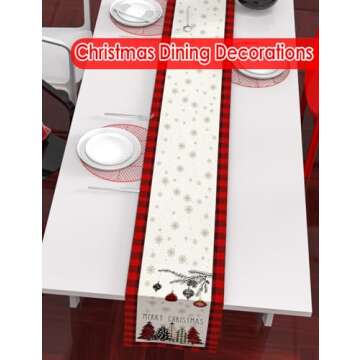 Christmas Buffalo Linen Table Runner Set - 72 Inches