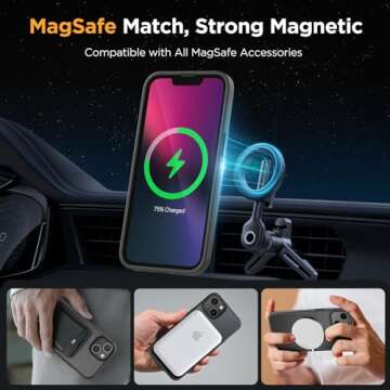 Miracase Magnetic Series for iPhone 13 Case [Compatible with MagSafe] [with 2X Screen Protectors] Military-Grade Protection, Anti-Fingerprint, Slim Design Phone Case for iPhone 13, Graphite Black