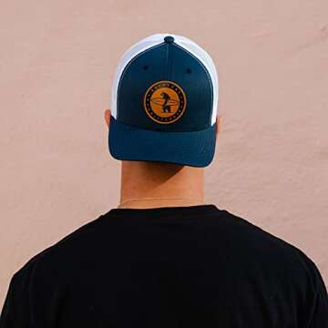 Everyday California 'Marlin' Snapback Navy Blue and White Surf Hat - Baseball Style Cap with Vegan Leather Patch