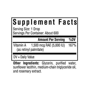 Seeking Health vitamin A Drops - Eye & Skin Health Supplement with Retinyl Palmitate - Liquid Vitamin Support with Antioxidant Support - Soy-Free & Gluten-Free - 1 fl oz, 1500mcg (600 Servings)