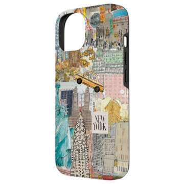 iPhone 14 Retro NY New York City Collage Drawing Art Case