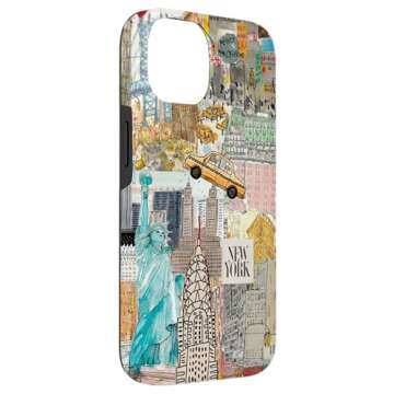 iPhone 14 Retro NY New York City Collage Drawing Art Case